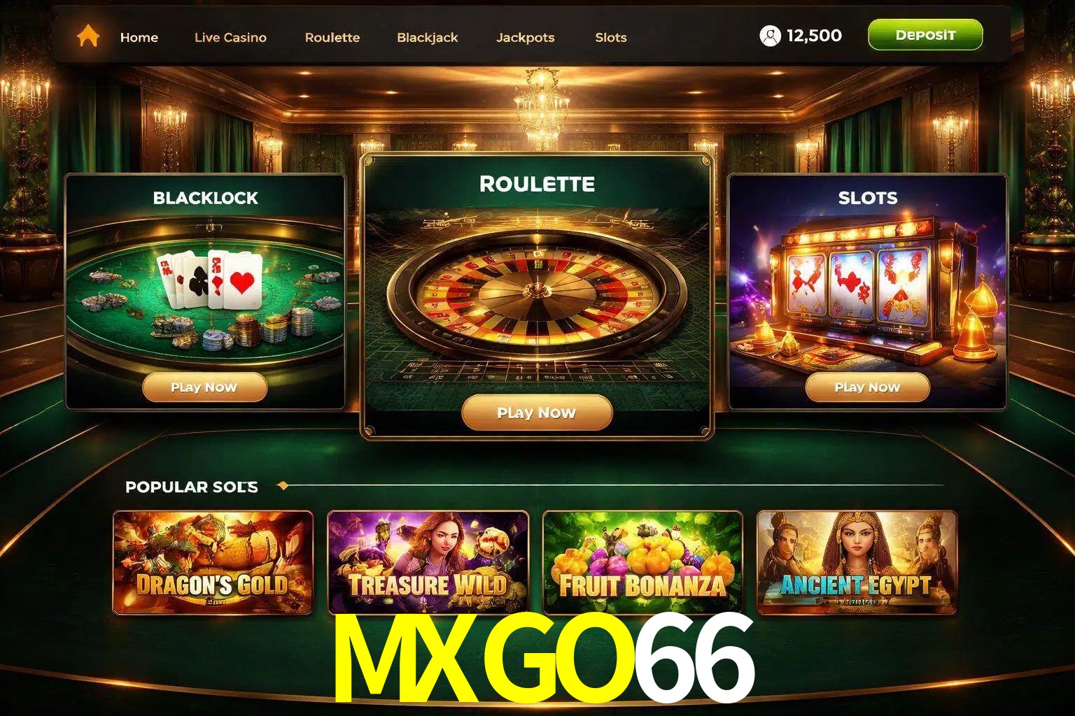 Vista de la plataforma MXGO66 Casino mostrando categorías organizadas de juegos en línea